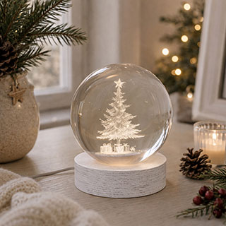 InLit GloBall Tree, Indoor Glass Christmas Table Light