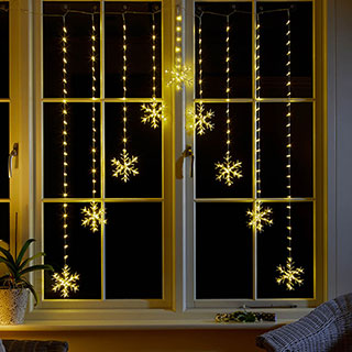 Snowflake Curtain Lights - Warm White