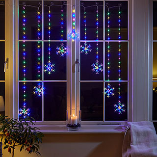Snowflake Curtain Lights - Multicoloured
