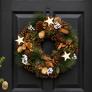 Woodland Festive Wreath with Cones and White Berries