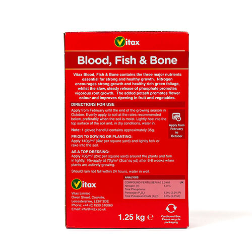 Blood, Fish and Bone Organic Fertiliser 1.25kg Packet Blood, Fish and Bone Organic Fertiliser 1.25kg Packet