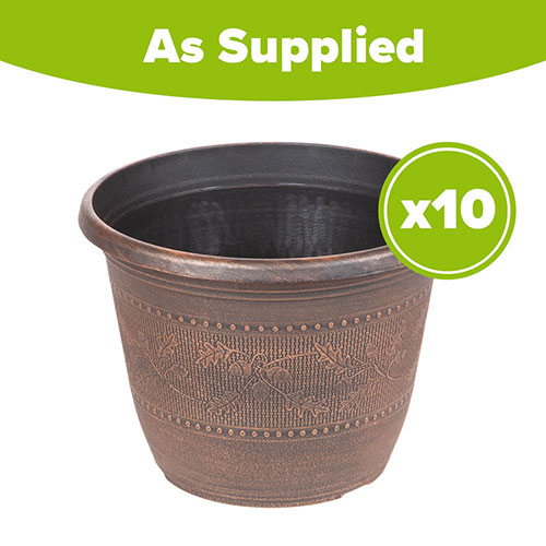 Acorn Round Planters 25cm Copper-Tone x 10 Acorn Round Planters 25cm Copper-Tone x 10