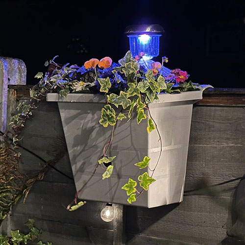 Revolutionary 4-in-1 Self-Watering Fence Planter and Solar Light - Brown Revolutionary 4-in-1 Self-Watering Fence Planter and Solar Light - Brown