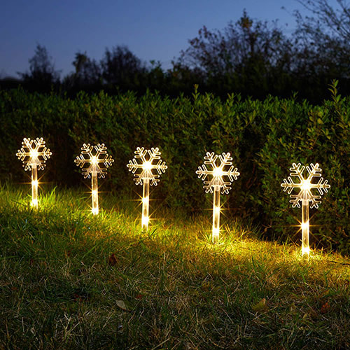 Snowflake Light Up Stakes - Warm White