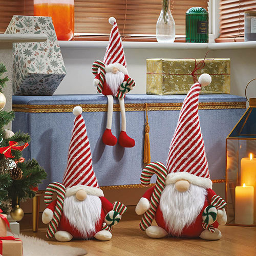 Candy Cane Red Gonk Decoration