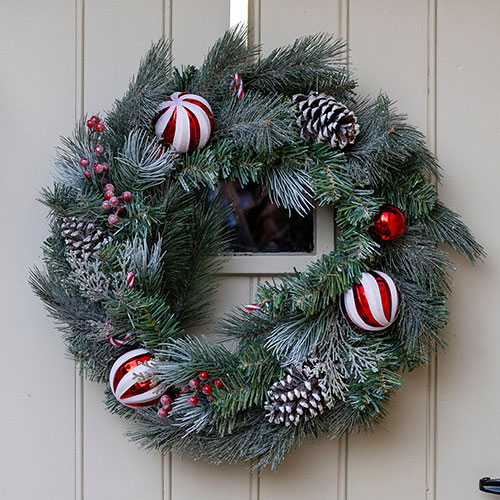 Candy Cane Wreath with Baubles and Canes
